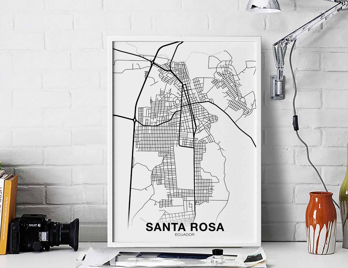 Santa Rosa Ecuador Map Poster, Modern Home Decor