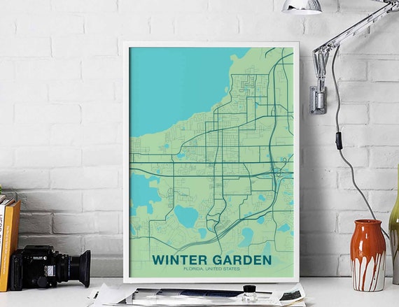 Winter Garden Florida Fl Usa Poster Color Hometown City Print Modern Home Decor Office Decoration Wall Art Dorm Bedroom Gift
