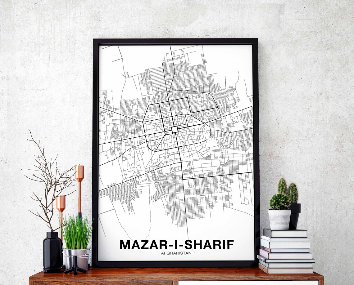 Mazarisharif Afghanistan Map Poster, City Print
