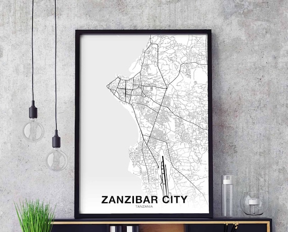 Zanzibar City Tanzania Map Poster Hometown Print Modern Home Decor Office Decoration Wall Art Dorm Bedroom Gift