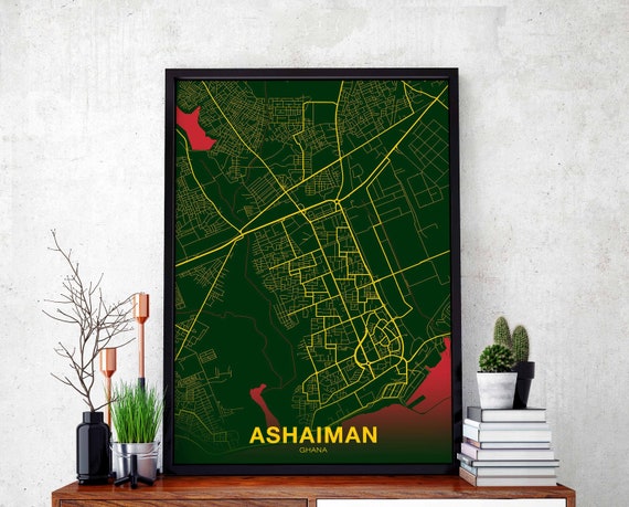 Ashaiman Ghana Poster Color Hometown City Print Modern Home Decor Office Decoration Wall Art Dorm Bedroom Gift