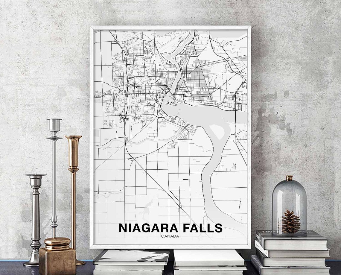 Niagara Falls Ontario Canada Map Poster, Modern Art Print