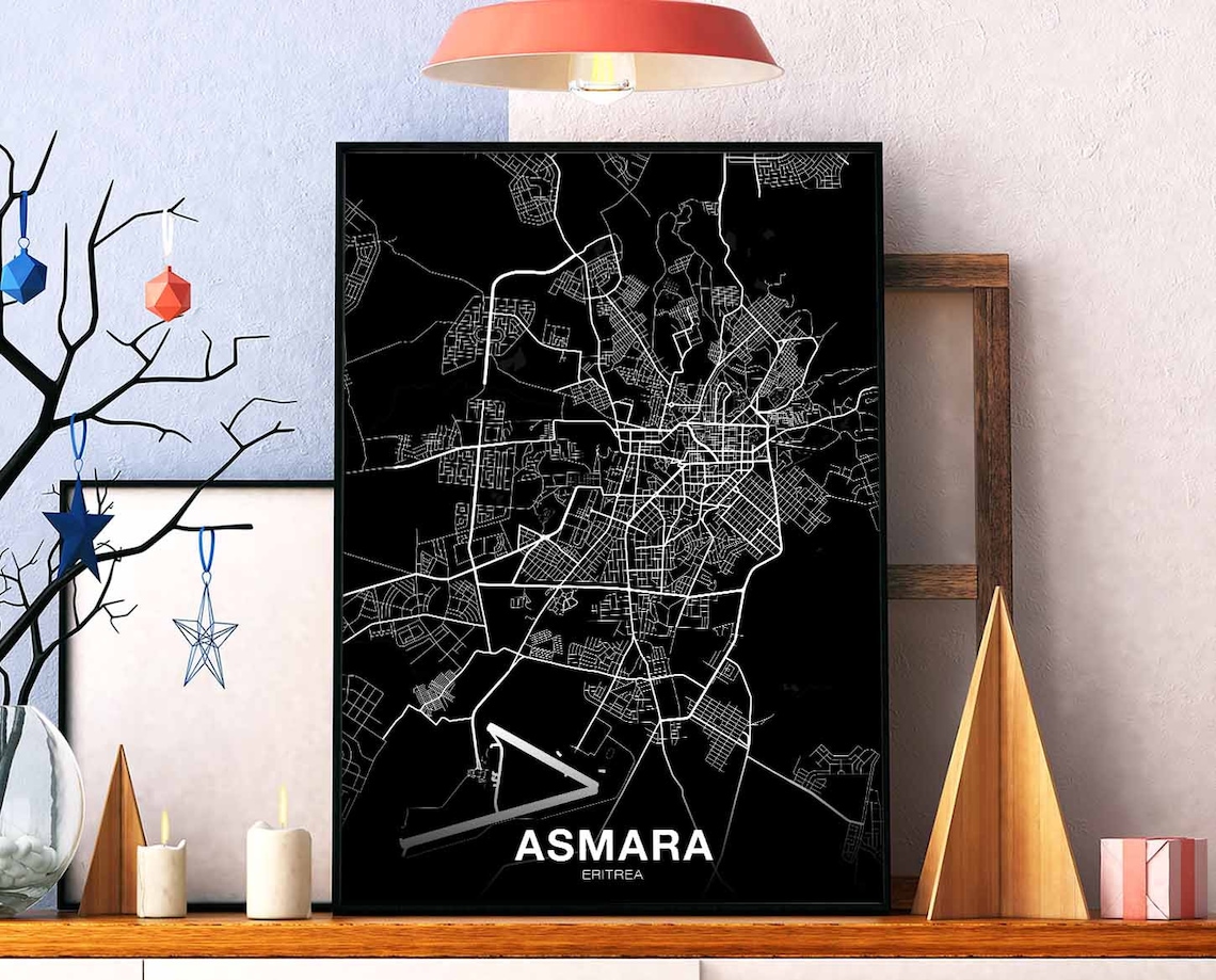 Asmara Eritrea Map Poster, Modern Travel Print