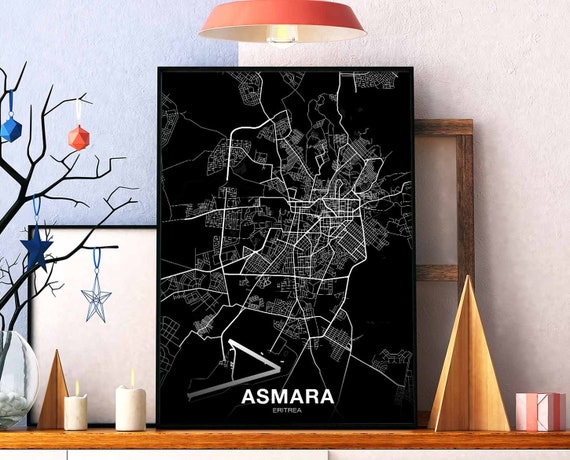 Asmara Eritrea Map Poster, Modern Travel Print