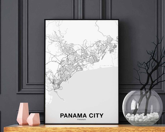 Panama City Map Poster Black White Hometown Print Modern Home Decor Office Decoration Wall Art Dorm Bedroom Gift