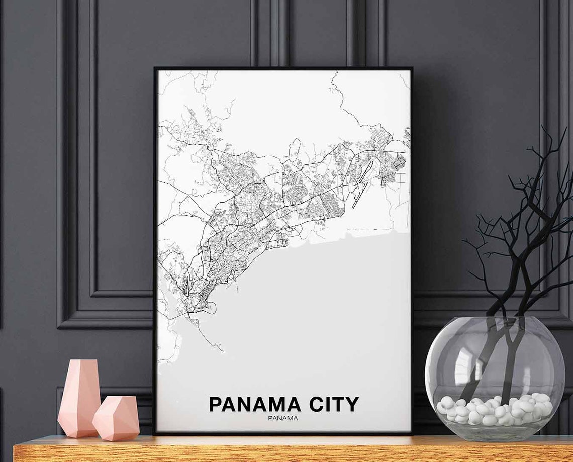 Panama City Panama White Minimalist City Map Modern Wall Poster