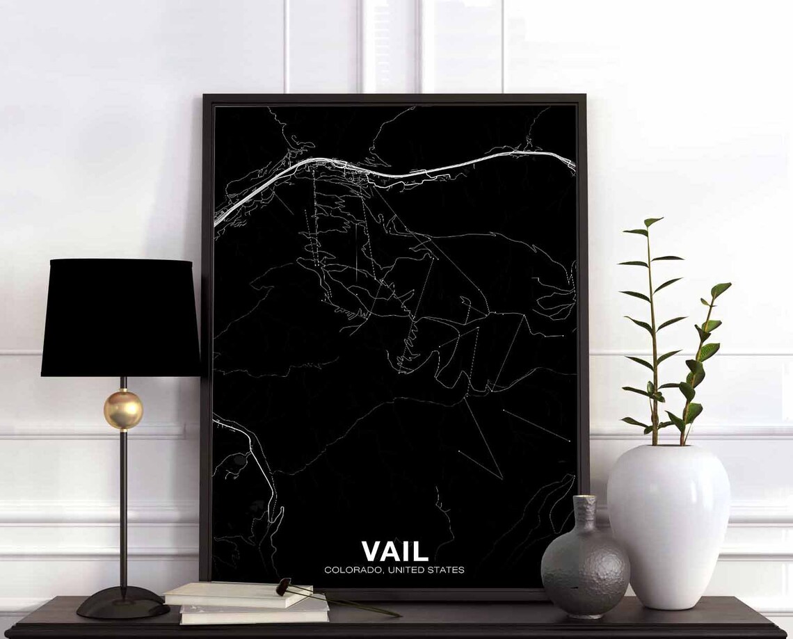Vail Colorado USA Map Poster, Modern Travel Print