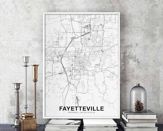Fayetteville Arkansas Ar Us Map Poster Black White Hometown City Print Modern Home Decor Office Decoration Wall Art Dorm Bedroom Gift
