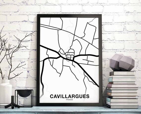 Cavillargues France Map Poster Black White Hometown City Print Modern Home Decor Office Decoration Wall Art Dorm Bedroom Gift