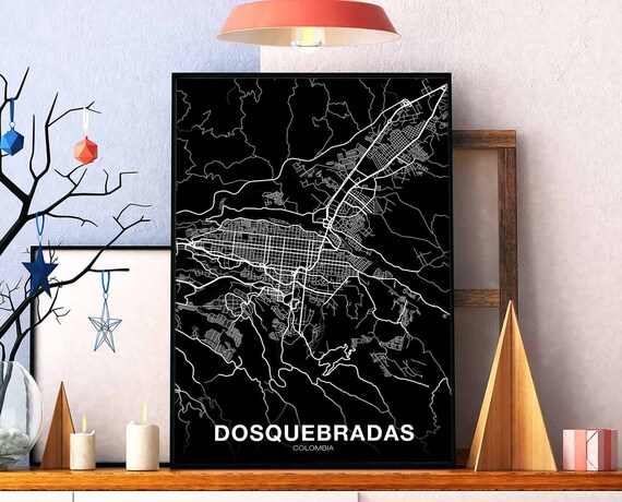Dosquebradas Colombia Map Poster Black White Hometown City Print Modern Home Decor Office Decoration Wall Art Dorm Bedroom Gift