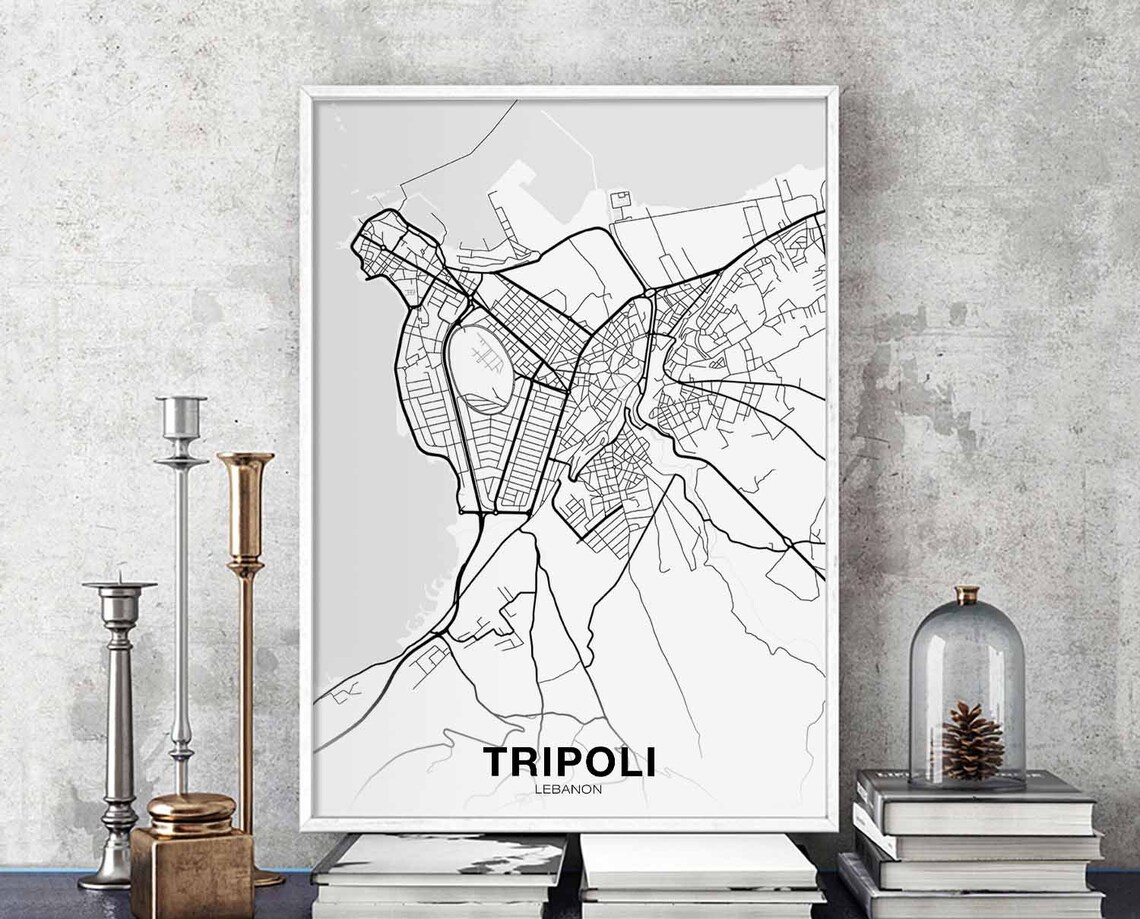 Tripoli Lebanon Map Poster, Modern Home Decor