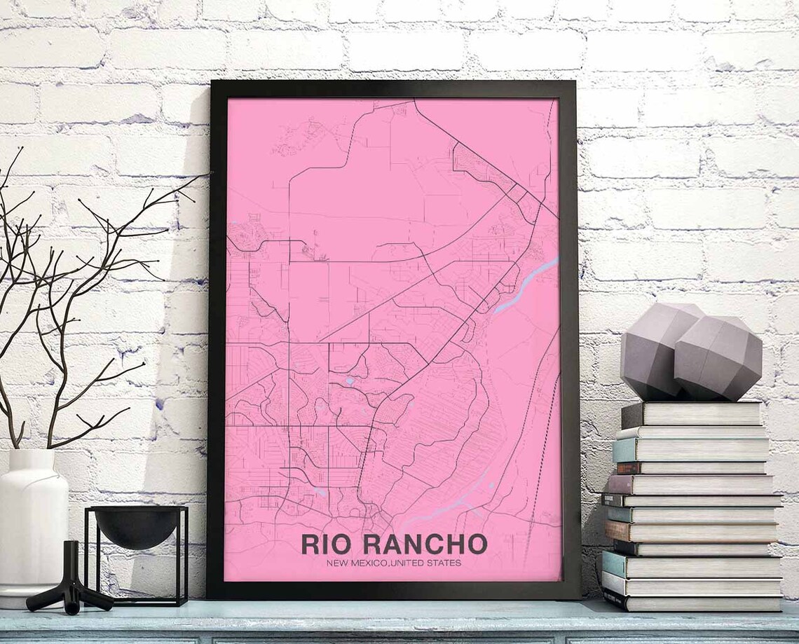 Bold Rio Rancho New Mexico Pink City Street Map Modern Poster