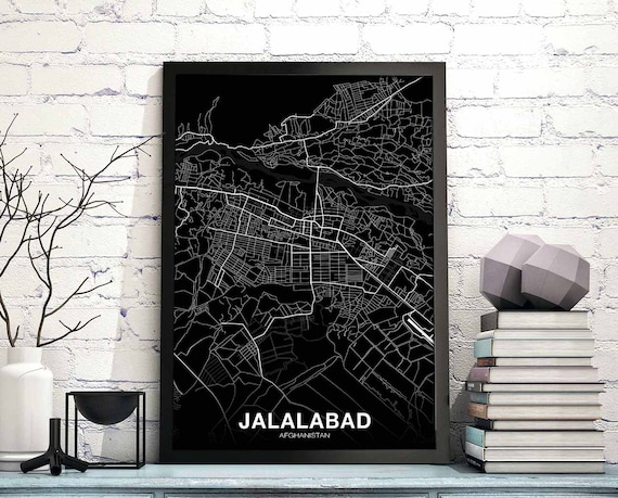 Jalalabad Afghanistan Map Poster, Home Decor