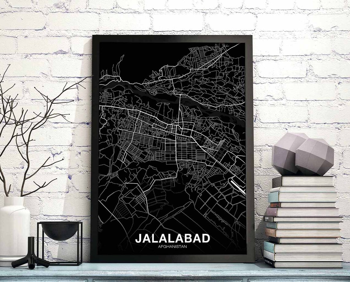 Jalalabad Afghanistan Map Poster, Home Decor