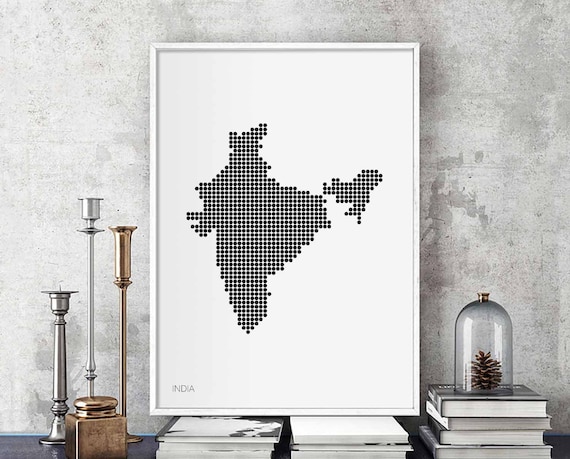 India Minimal Dots Retro Map Poster