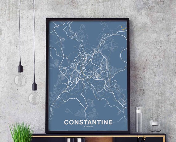 Constantine Algeria Map Poster Color Hometown City Print Modern Home Decor Office Decoration Wall Art Dorm Bedroom Gift