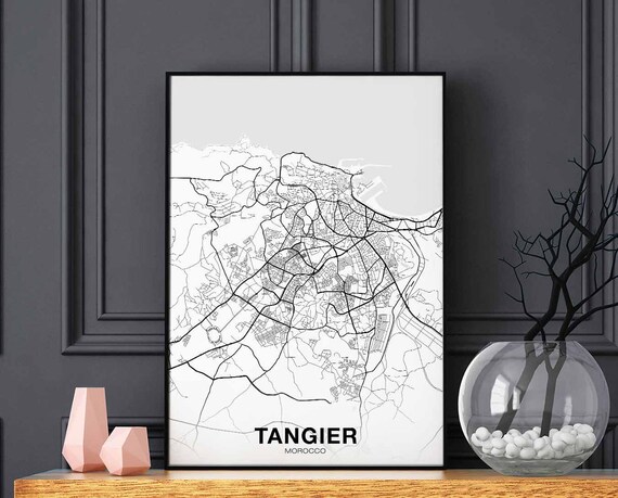Tangier Morocco Map Poster Hometown City Print Modern Home Decor Office Decoration Wall Art Dorm Bedroom Gift