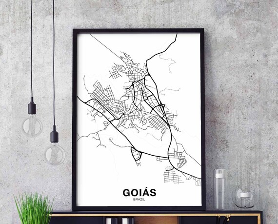 Goias Brazil Map Poster Hometown City Print Modern Home Decor Office Decoration Wall Art Dorm Bedroom Gift