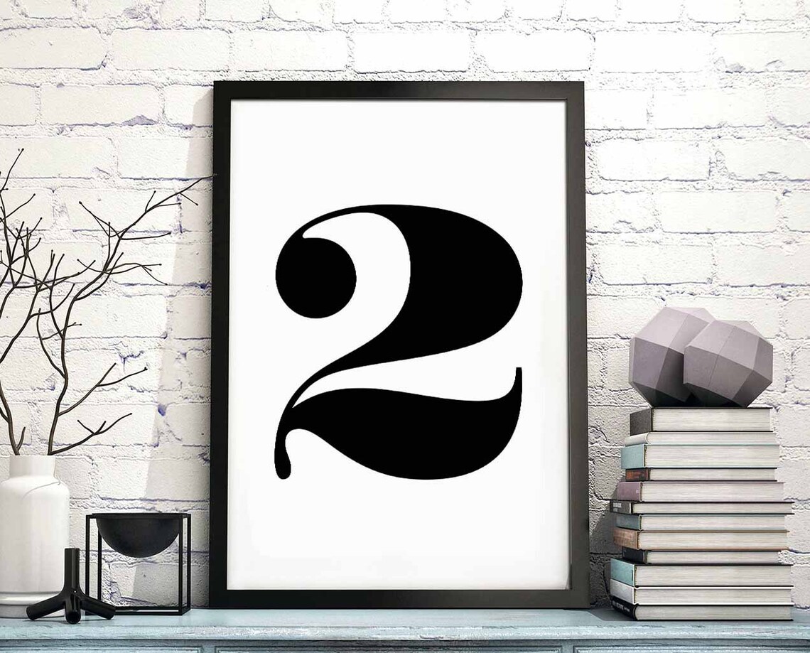 Two Number Character Type Poster, Minimal Art