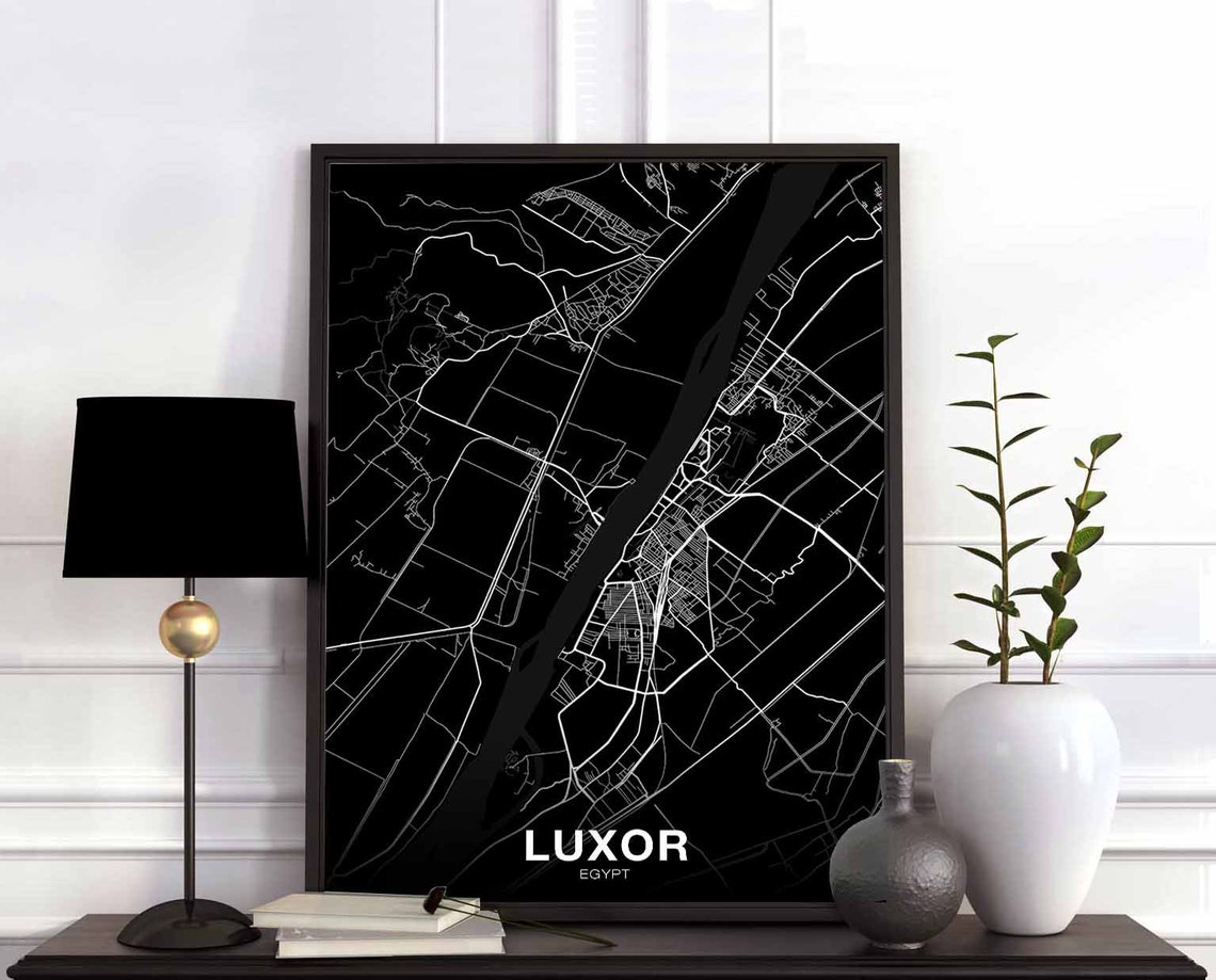 Luxor Egypt Black And White Street Map Minimalist Travel Poster