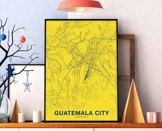 Guatemala City Map Poster Color Hometown Print Modern Home Decor Office Decoration Wall Art Dorm Bedroom Gift