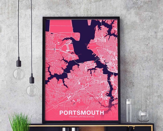 Portsmouth Virginia Va Usa Poster Color Hometown City Print Modern Home Decor Office Decoration Wall Art Dorm Bedroom Gift
