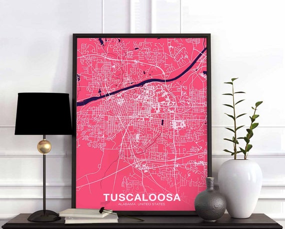 Tuscaloosa Alabama Al Usa Poster Color Hometown City Print Modern Home Decor Office Decoration Wall Art Dorm Bedroom Gift