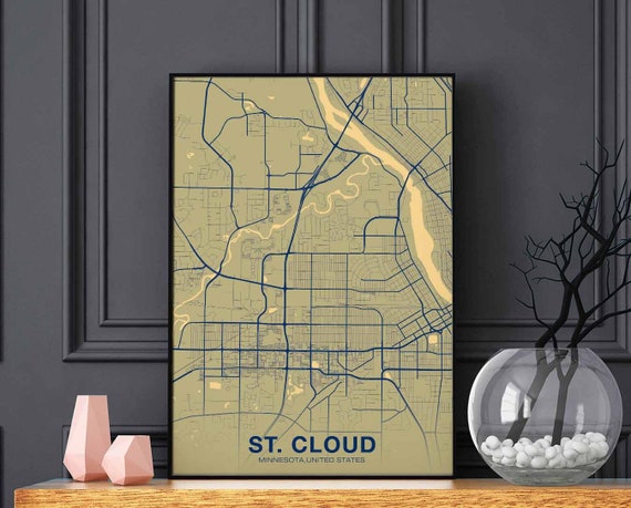 St Cloud Minnesota Mn Usa Poster Color Hometown City Print Modern Home Decor Office Decoration Wall Art Dorm Bedroom Gift