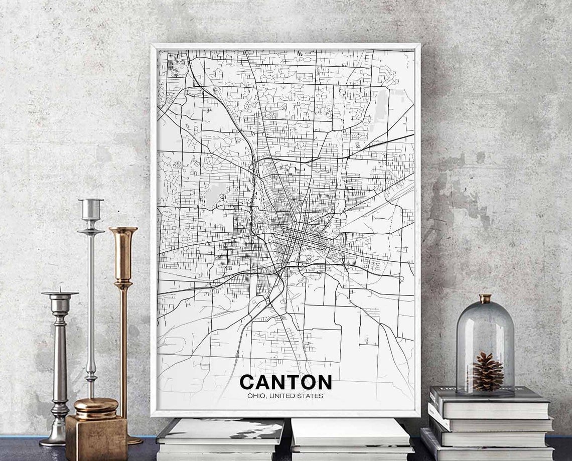 Canton Ohio United States City Street Map Minimalist White Poster