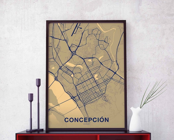 Concepcion Chile Map Poster Color Hometown City Print Modern Home Decor Office Decoration Wall Art Dorm Bedroom Gift