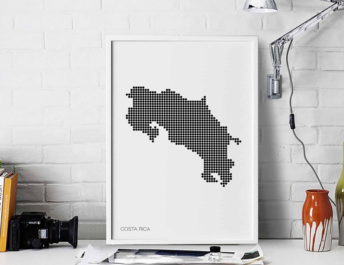 Costa Rica Minimal Dots Retro Map Poster