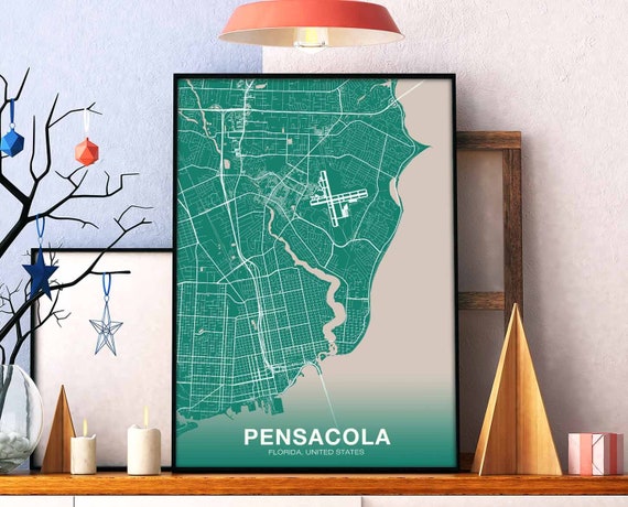 Pensacola Florida Fl Usa Poster Color Hometown City Print Modern Home Decor Office Decoration Wall Art Dorm Bedroom Gift