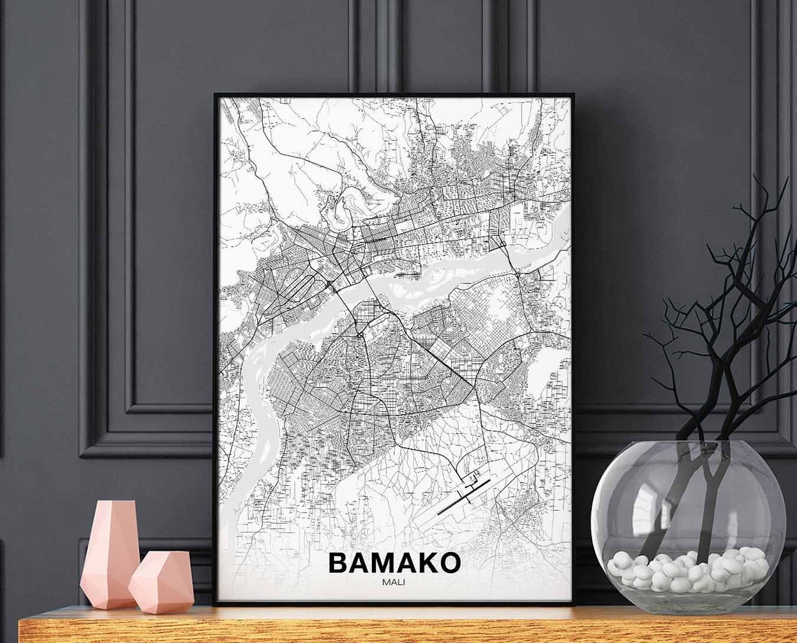 Bamako Mali City Street Map Minimalist Modern Home Decor Poster
