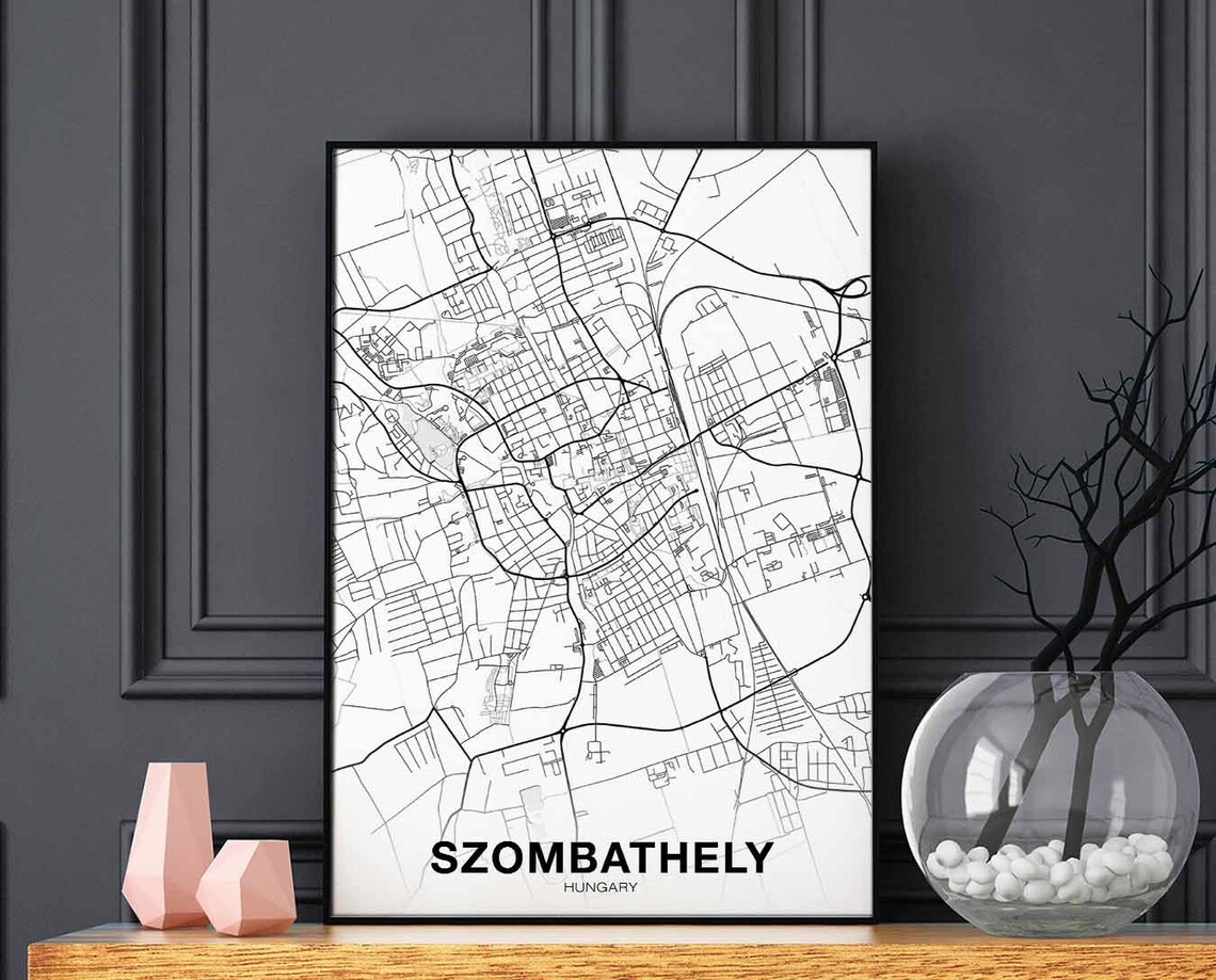 Szombathely Hungary City Street Map Minimalist Black White Poster