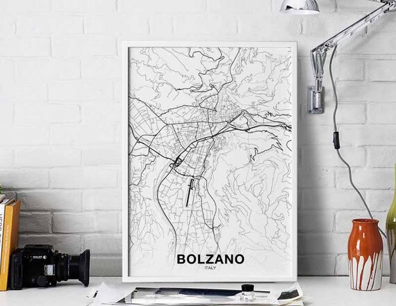 Bolzano Italy Map Poster Hometown City Print Modern Home Decor Office Decoration Wall Art Dorm Bedroom Gift