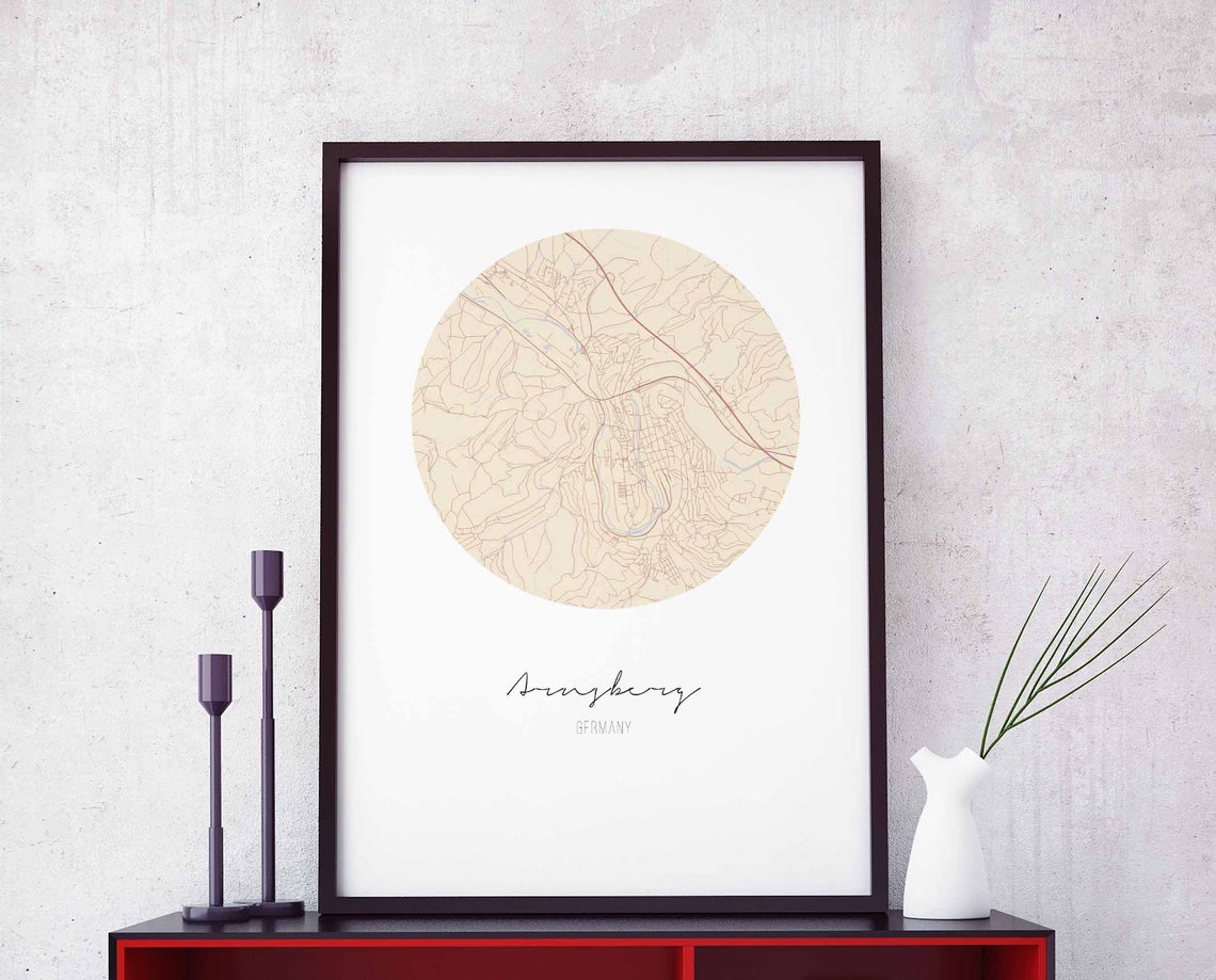 Arnsberg Germany Beige Circle Minimalist City Map Wall Decor Poster