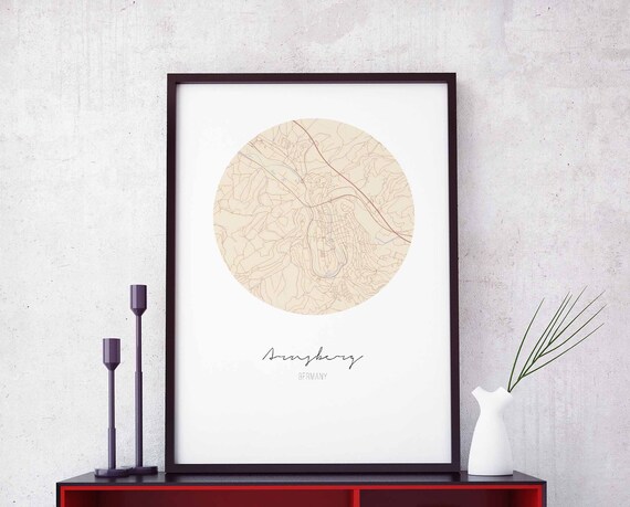 Arnsberg Germany Beige Circle Minimalist City Map Wall Decor Poster