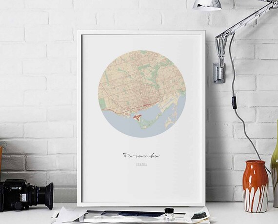 Toronto Canada Waterfront Islands Soft Minimal Circular City Map Art Print