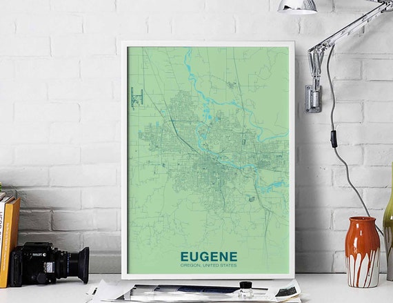 Eugene Oregon Or Usa Poster Color Hometown City Print Modern Home Decor Office Decoration Wall Art Dorm Bedroom Gift