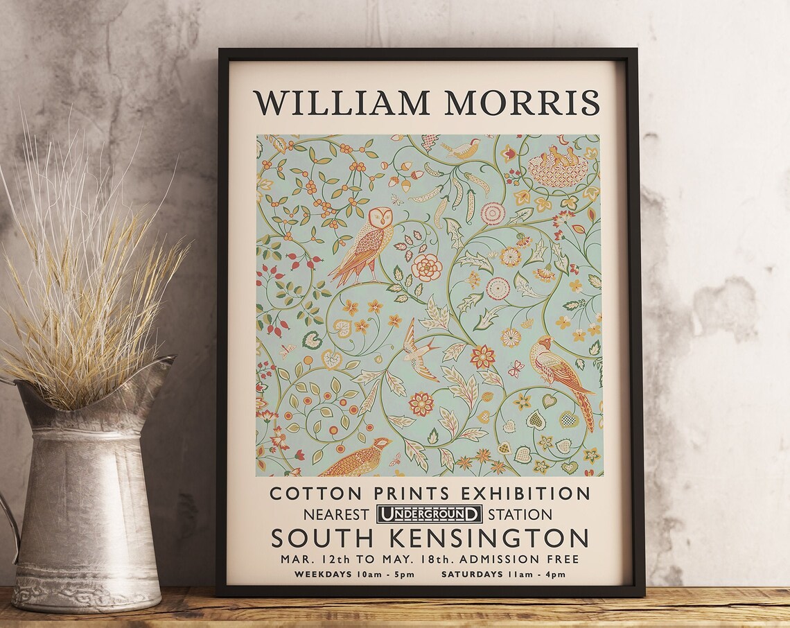 William Morris Cotton Prints Exhibition South Kensington Bird Poster - Image 3