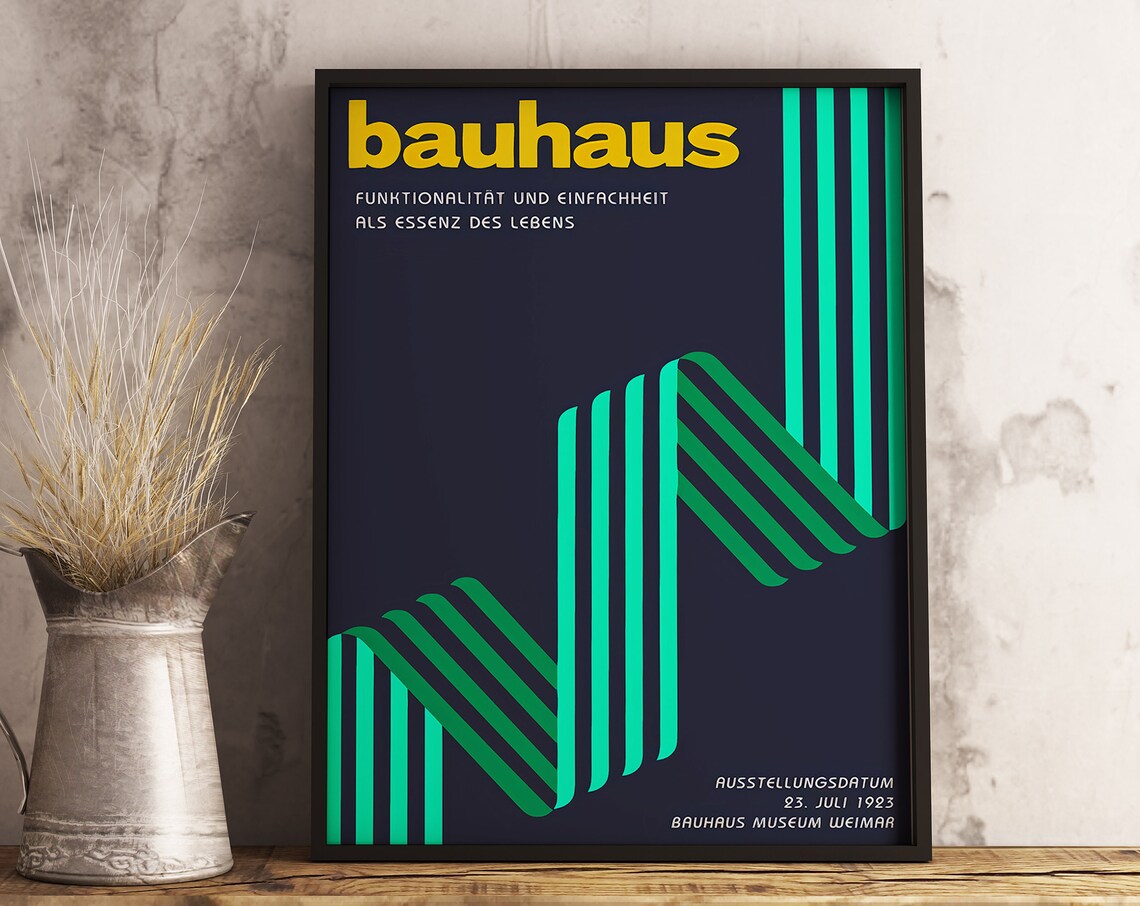 Bauhaus 1923 Exhibition Green Geometric Stripes Bauhaus Museum Poster - Image 3