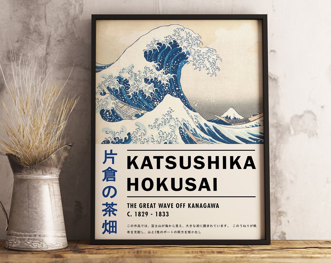 Katsushika Hokusai Great Wave Off Kanagawa Vintage Woodblock Poster - Image 3