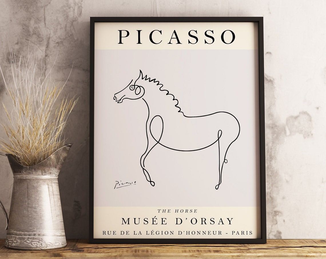 Picasso The Horse Line Drawing Grey Minimalist Musee Dorsay Poster - Image 3