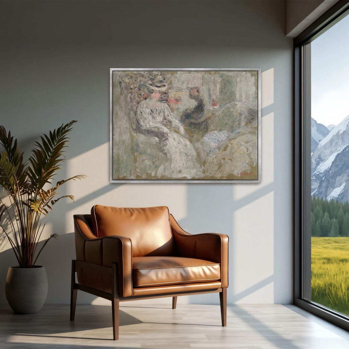 Woman in White in Soft Interior Impressionist Portrait Poster - Image 3