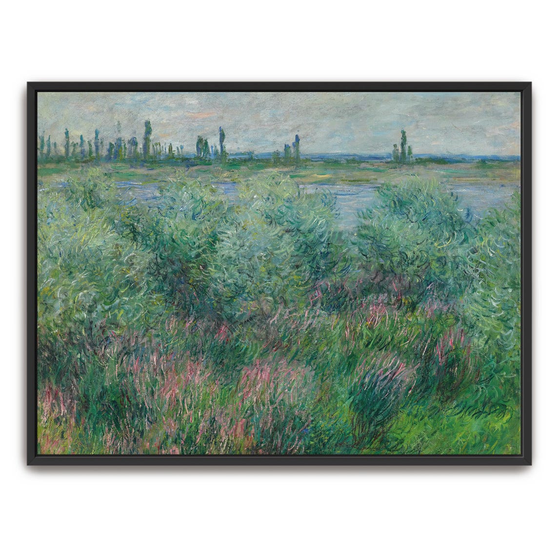 Claude Monet Lush Riverbank With Wildflowers Landscape Poster