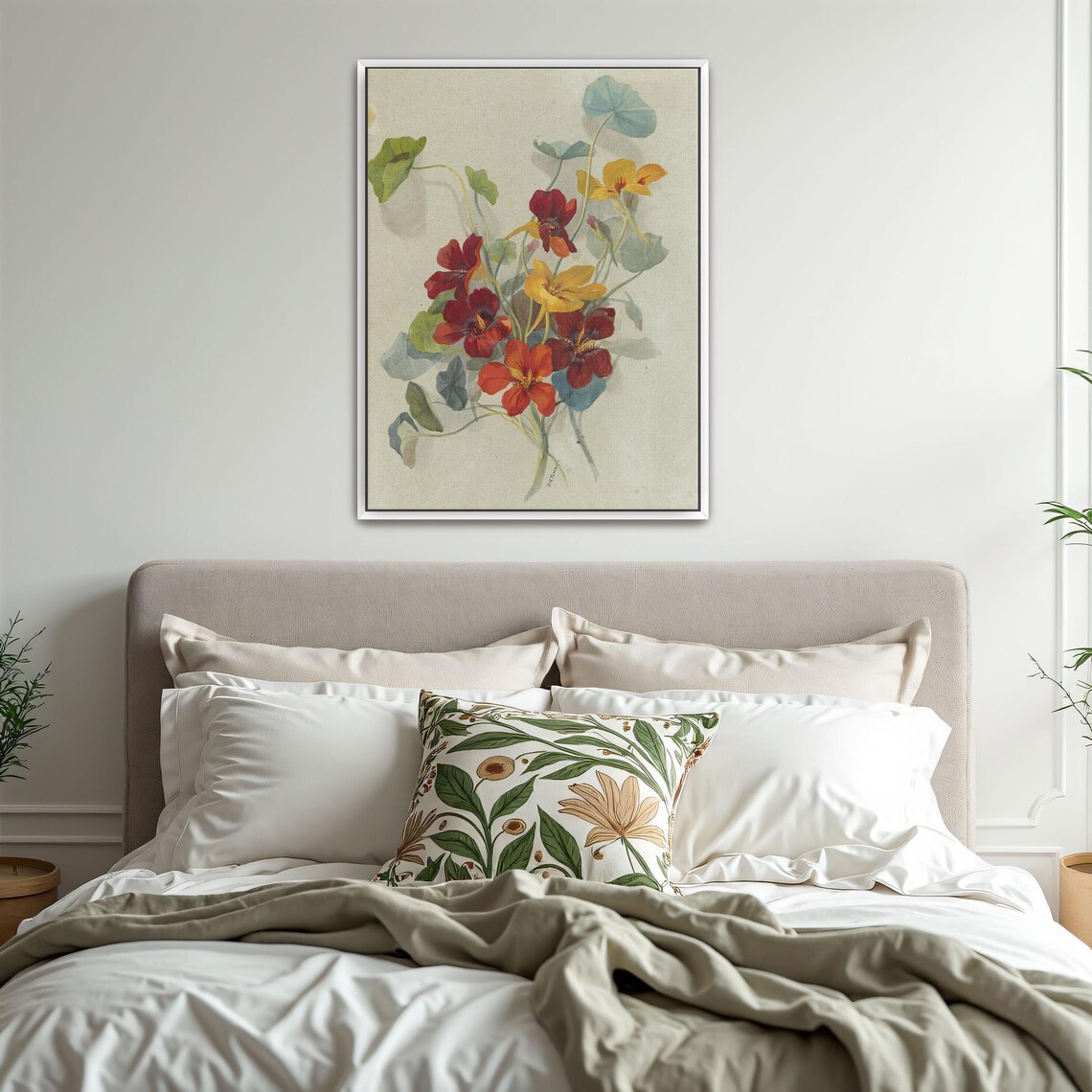 Red and Yellow Nasturtiums Vintage Botanical Flower Bouquet Poster - Image 3