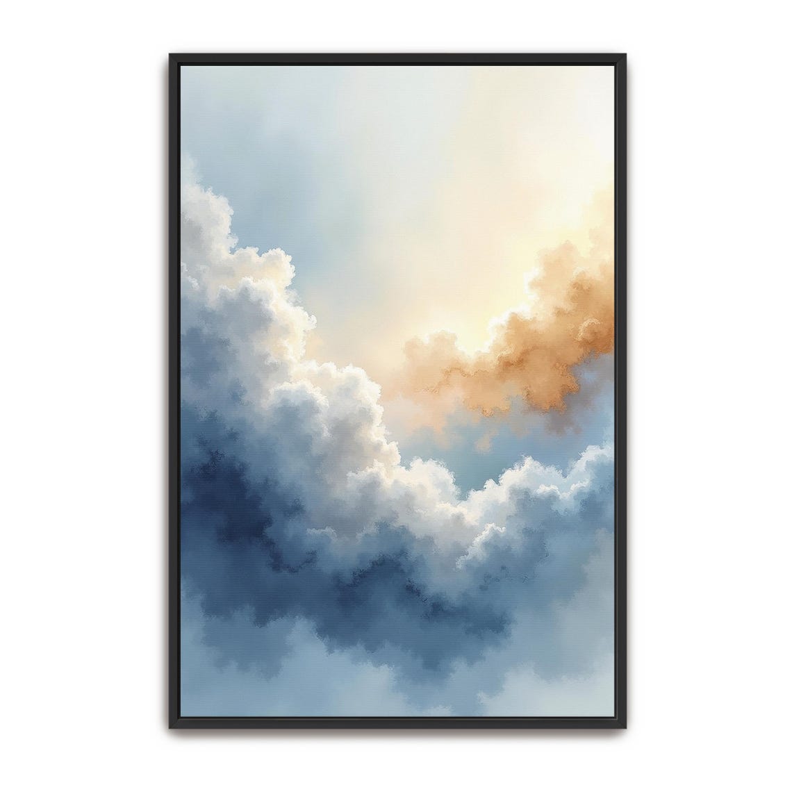 Abstract Watercolor Cloudscape in Soft Blue and Cream Poster