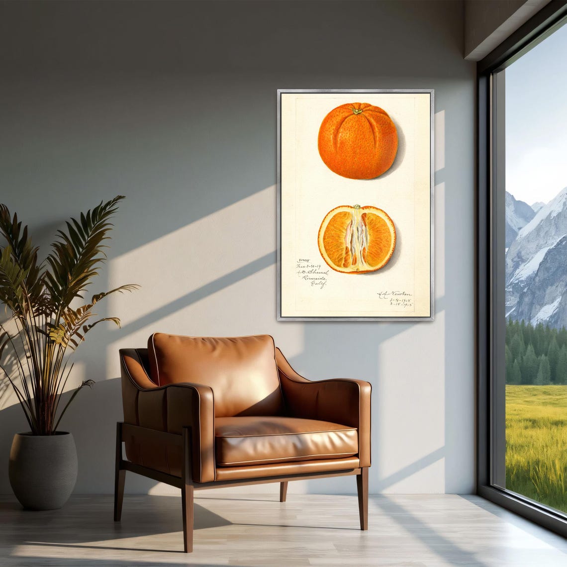 Vintage Orange Study Whole Fruit And Cut Half Botanical Art Poster - Image 2