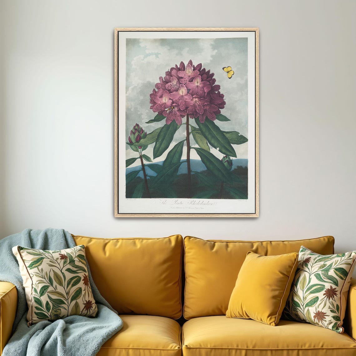 Large Framed Print Of Pink Rhododendron With Insects Botanical Print Pink And Green Kitchen Art Print Contemporary Art - Image 5
