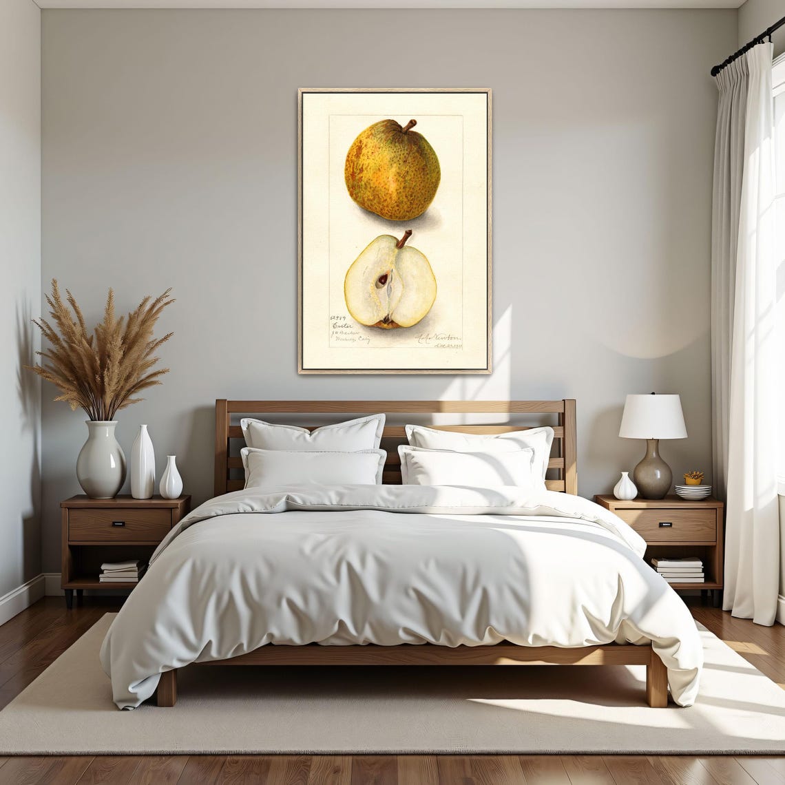 Russet Pear Whole And Halved Antique Fruit Watercolor Study Art Poster - Image 4